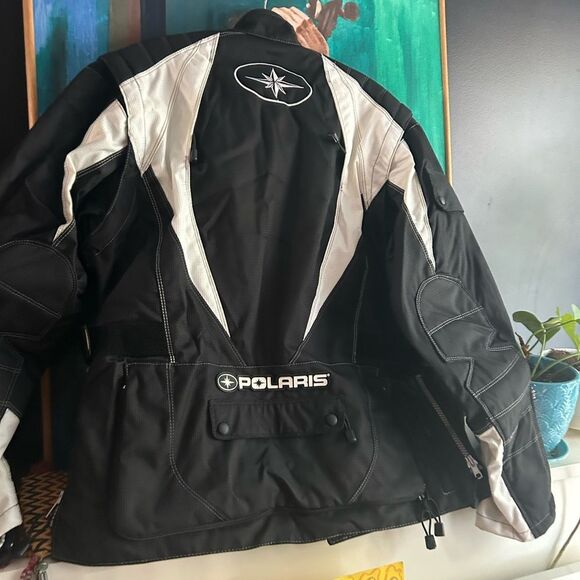 Polaris Racing Black & White Snowmobile Light Jacket Men’s Sz M - Picture 15 of 16